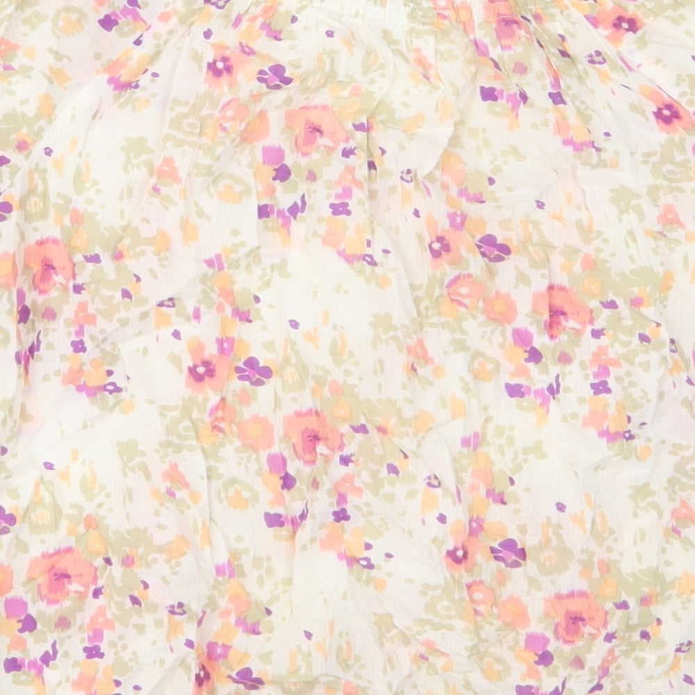 BHS Womens Multicoloured Geometric Cotton Basic T-Shirt Size 14 Scoop Neck - Sequins