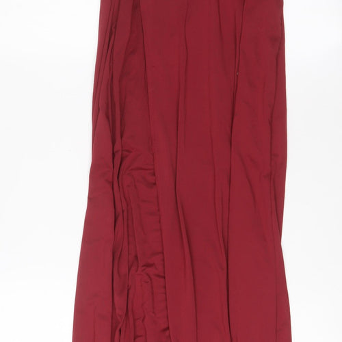 Missguided Womens Red Polyester A-Line Size 8 Off the Shoulder Zip