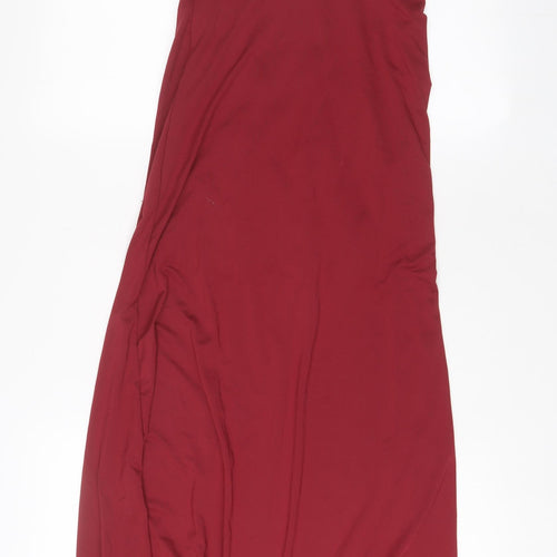 Missguided Womens Red Polyester A-Line Size 8 Off the Shoulder Zip