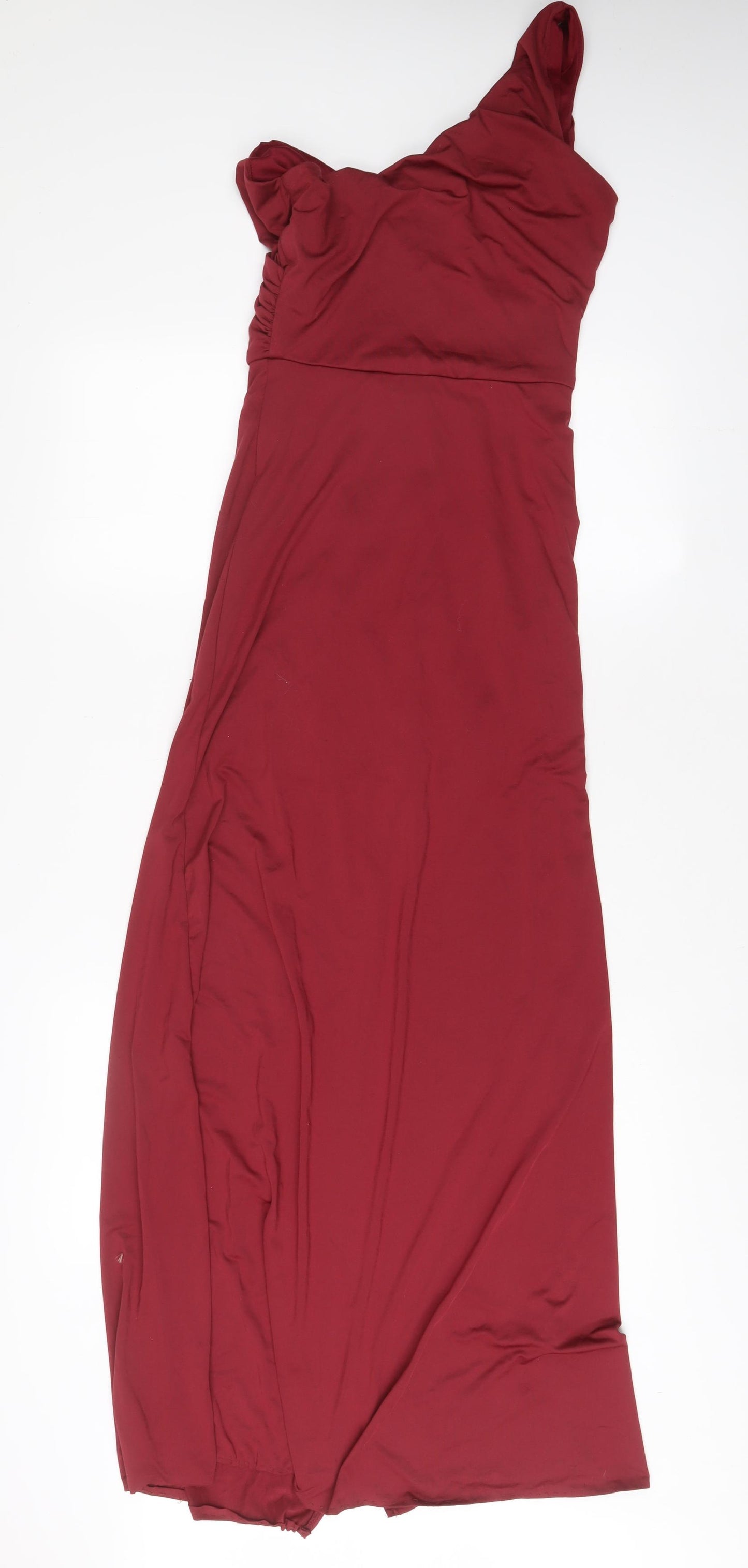 Missguided Womens Red Polyester A-Line Size 8 Off the Shoulder Zip