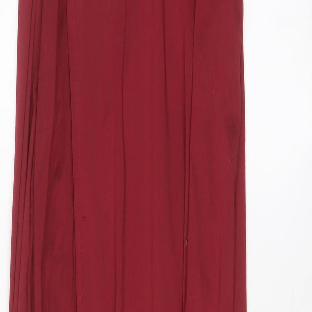 Missguided Womens Red Polyester A-Line Size 8 Off the Shoulder Zip