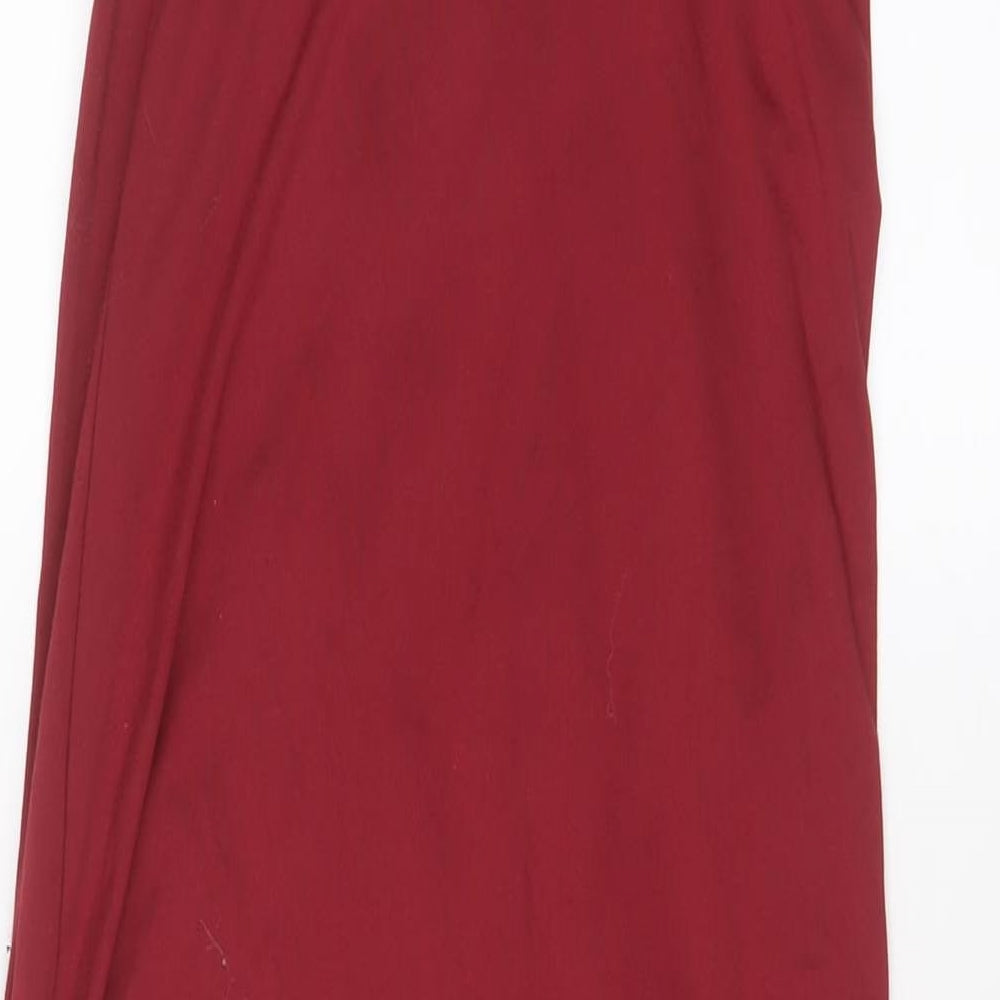 Missguided Womens Red Polyester A-Line Size 8 Off the Shoulder Zip