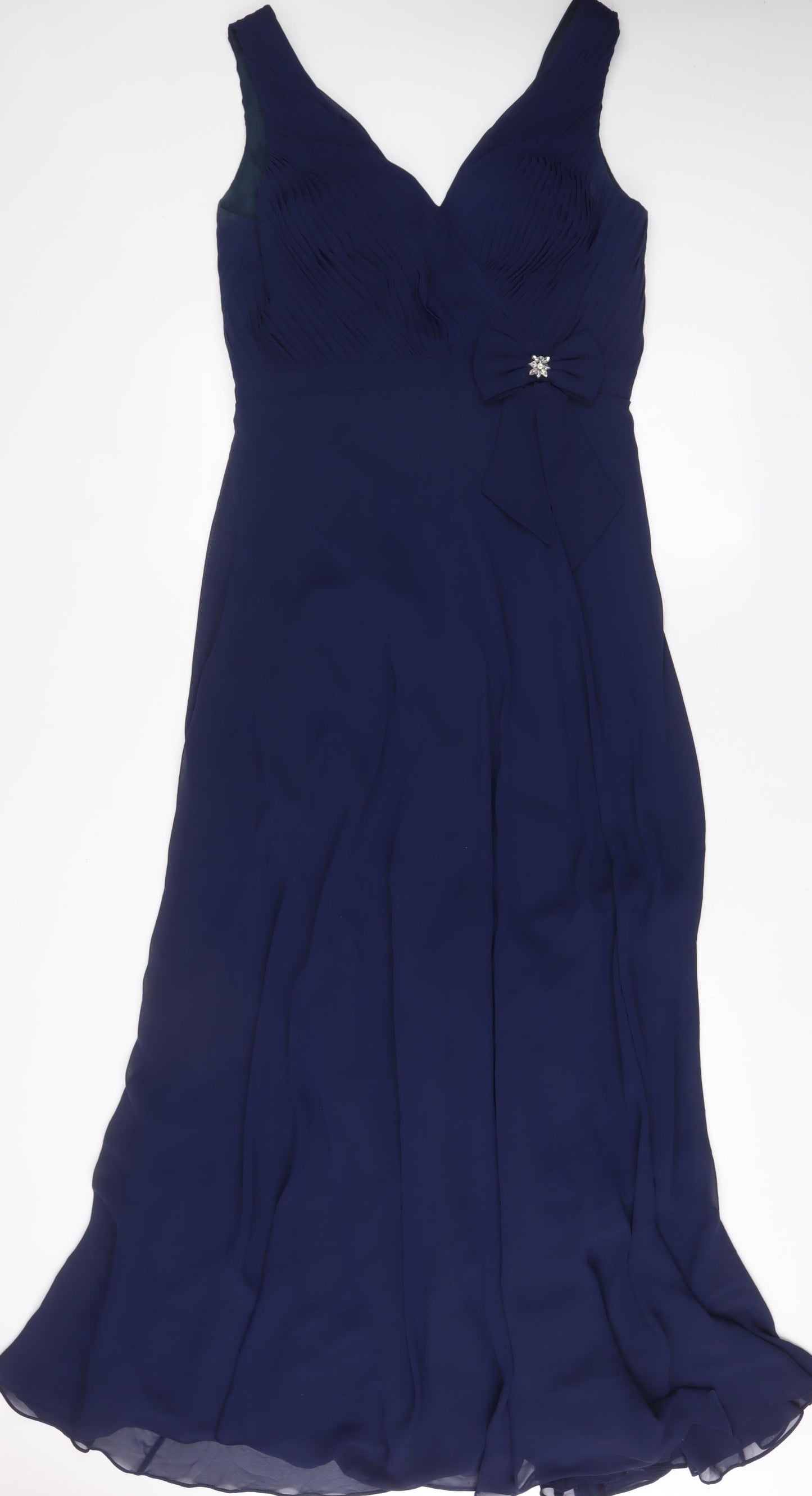 Serenade Womens Blue Polyester Ball Gown Size 16 V-Neck Zip