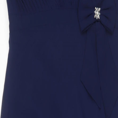 Serenade Womens Blue Polyester Ball Gown Size 16 V-Neck Zip