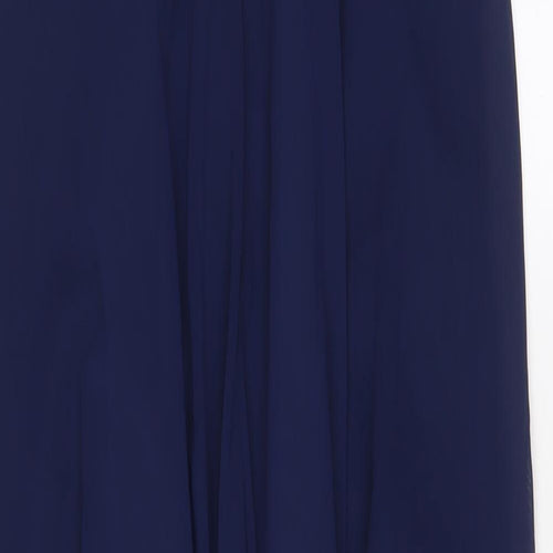 Serenade Womens Blue Polyester Ball Gown Size 16 V-Neck Zip