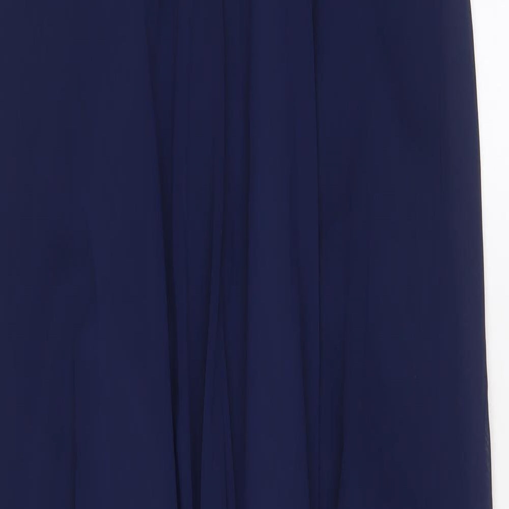 Serenade Womens Blue Polyester Ball Gown Size 16 V-Neck Zip