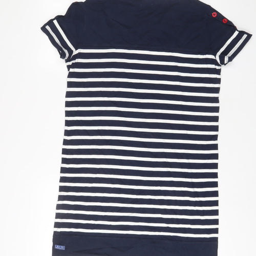 Batela Womens Blue Striped Cotton Sheath Size 16 Boat Neck Pullover
