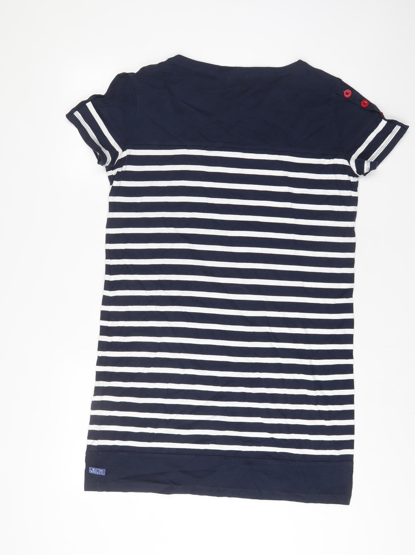 Batela Womens Blue Striped Cotton Sheath Size 16 Boat Neck Pullover