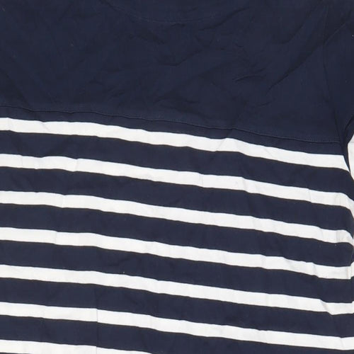 Batela Womens Blue Striped Cotton Sheath Size 16 Boat Neck Pullover