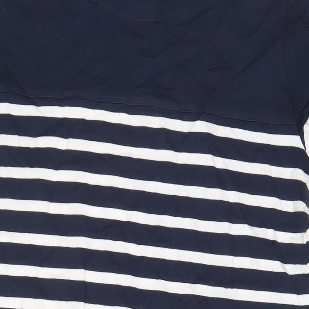 Batela Womens Blue Striped Cotton Sheath Size 16 Boat Neck Pullover