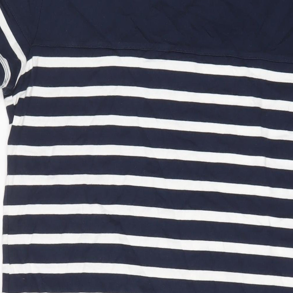 Batela Womens Blue Striped Cotton Sheath Size 16 Boat Neck Pullover