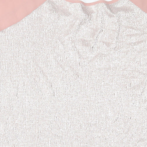 Roman Womens Pink Polyester Basic T-Shirt Size 12 Crew Neck