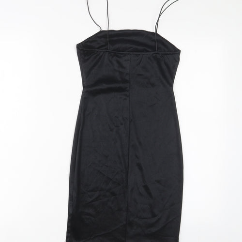 New Look Womens Black Polyester Bodycon Size 6 Square Neck Pullover - Straps