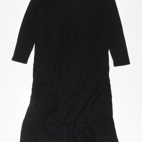 Boohoo Womens Black Polyester A-Line Size 14 Crew Neck Pullover