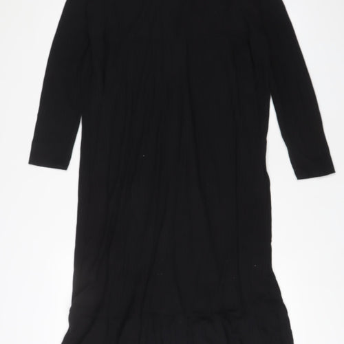 Boohoo Womens Black Polyester A-Line Size 14 Crew Neck Pullover