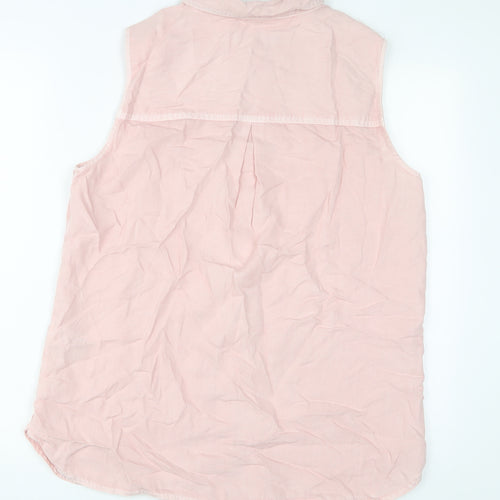 Marks and Spencer Womens Pink Lyocell Basic Button-Up Size 14 Collared