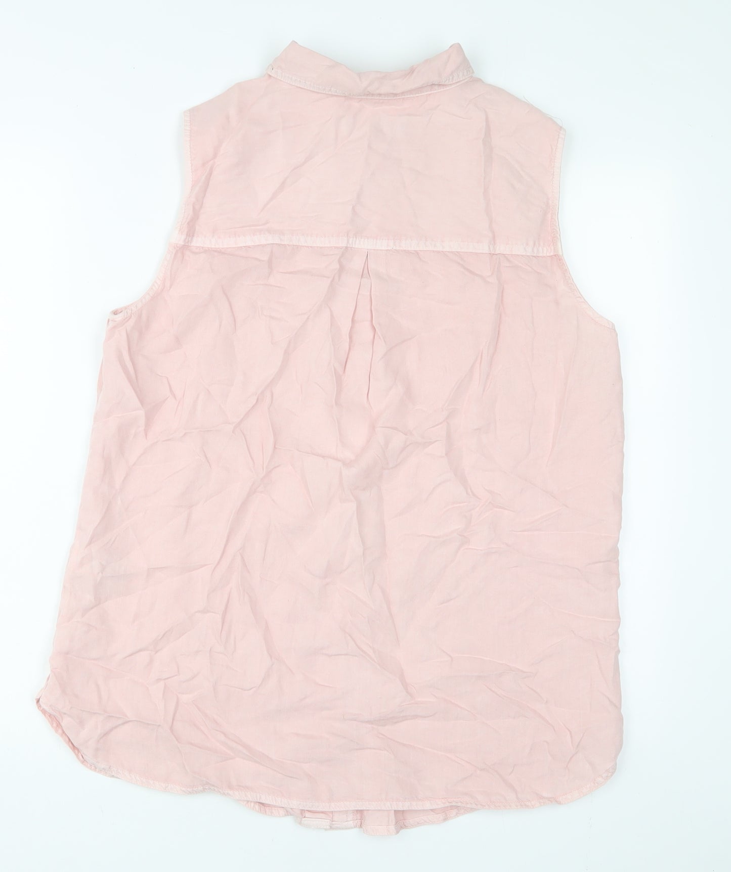 Marks and Spencer Womens Pink Lyocell Basic Button-Up Size 14 Collared