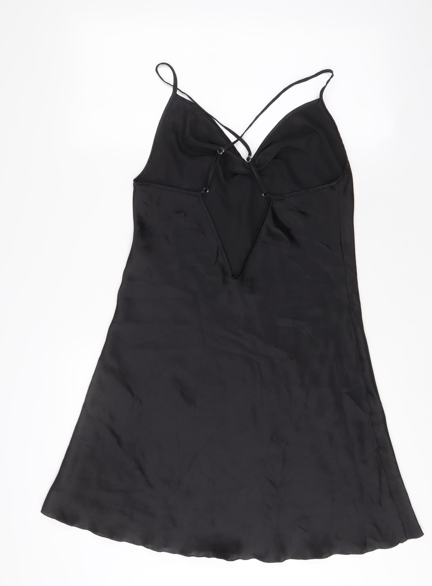 DYNASTY Womens Black Solid Polyester Cami Dress Size L