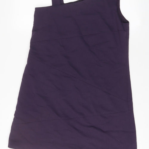 Oasis Womens Purple Polyester A-Line Size 14 One Shoulder Zip
