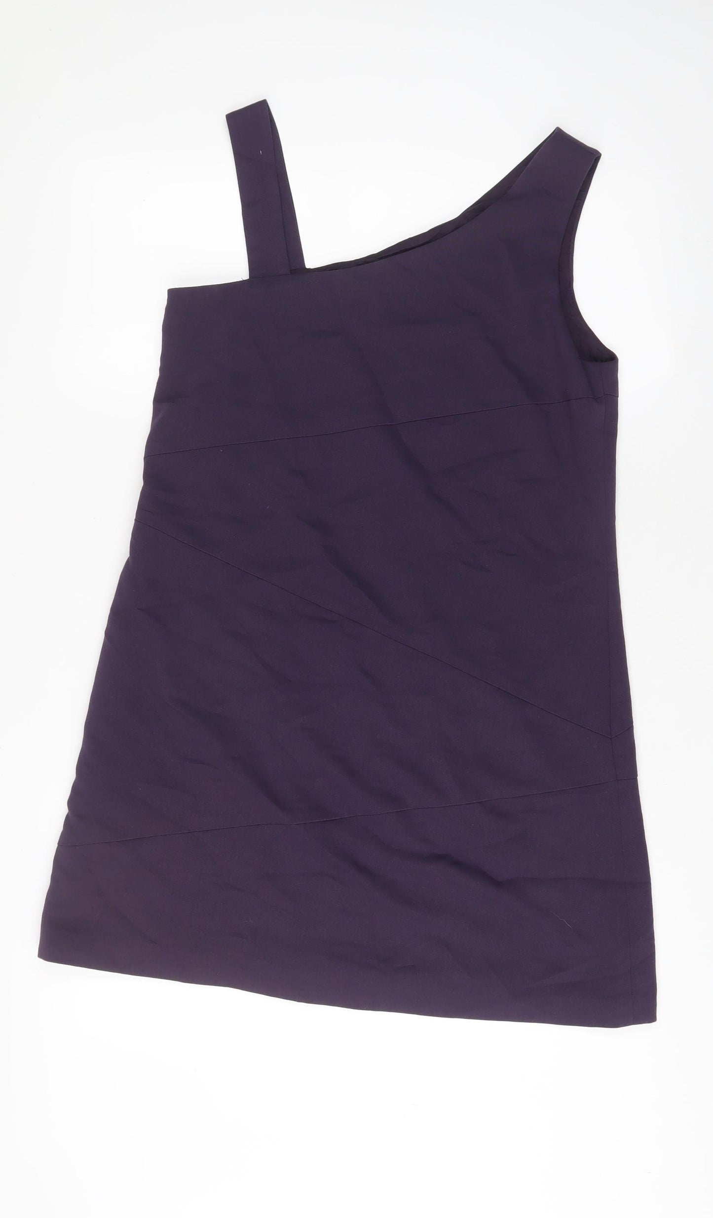 Oasis Womens Purple Polyester A-Line Size 14 One Shoulder Zip