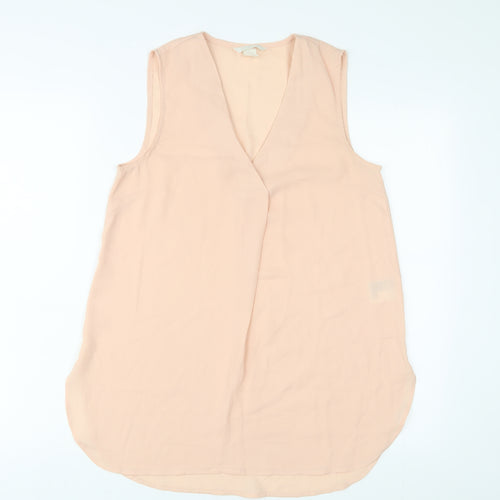 H&M Womens Pink Polyester Basic Blouse Size 6 V-Neck