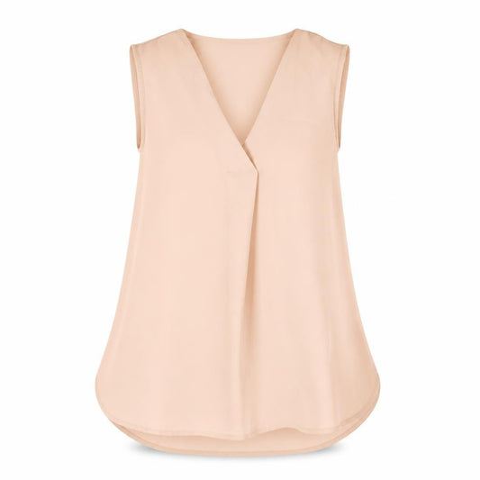 Front view of H&M women’s pink polyester basic blouse, size UK 6, v-neck
