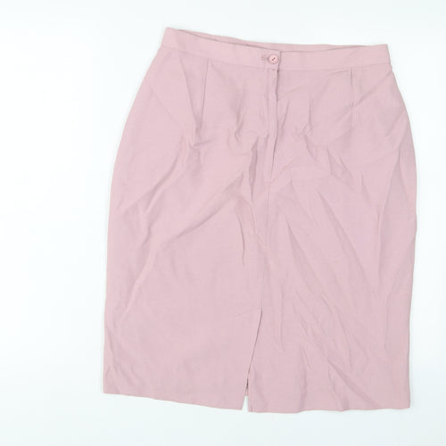 etham Womens Pink Polyester A-Line Skirt Size 16 Button