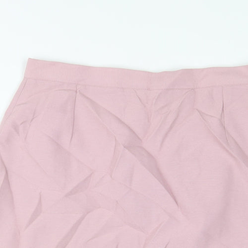 etham Womens Pink Polyester A-Line Skirt Size 16 Button