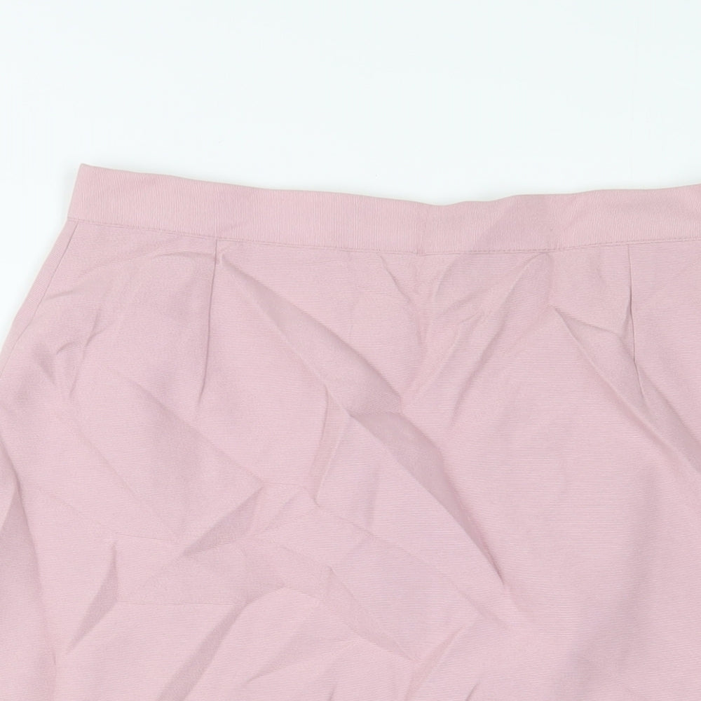 etham Womens Pink Polyester A-Line Skirt Size 16 Button