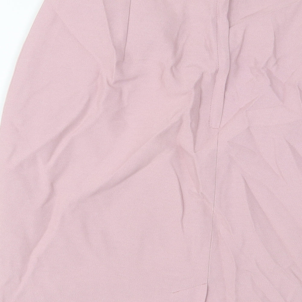 etham Womens Pink Polyester A-Line Skirt Size 16 Button