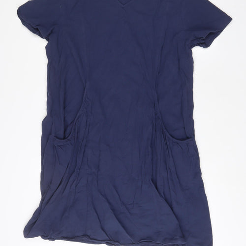 EMERY ROSE Womens Blue Linen A-Line Size XL V-Neck Pullover