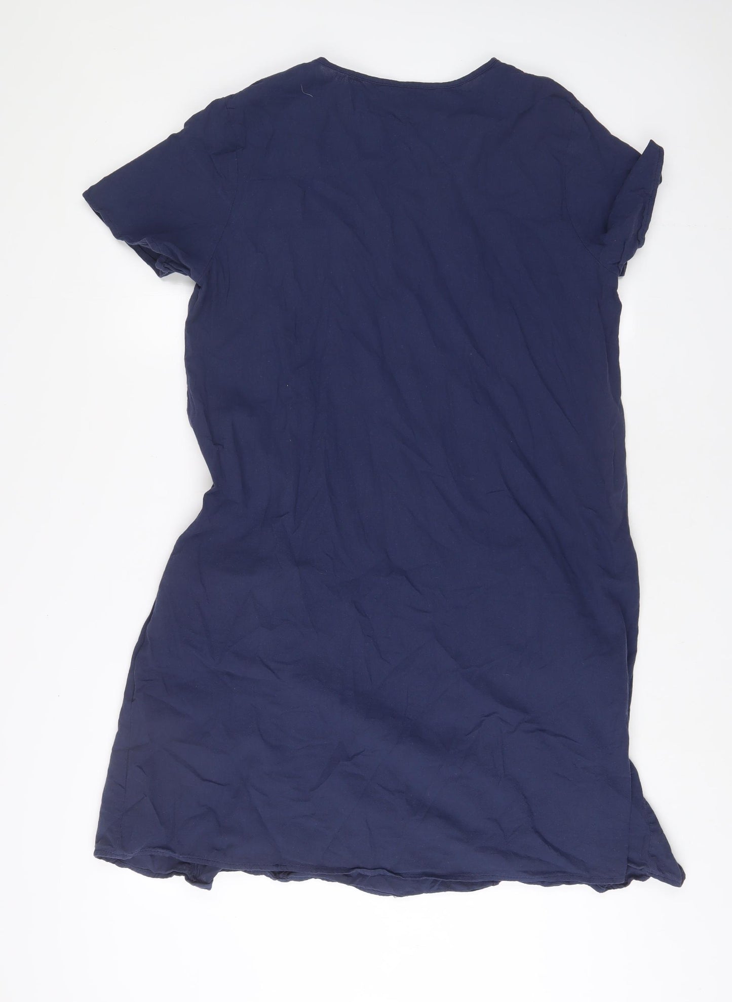 EMERY ROSE Womens Blue Linen A-Line Size XL V-Neck Pullover