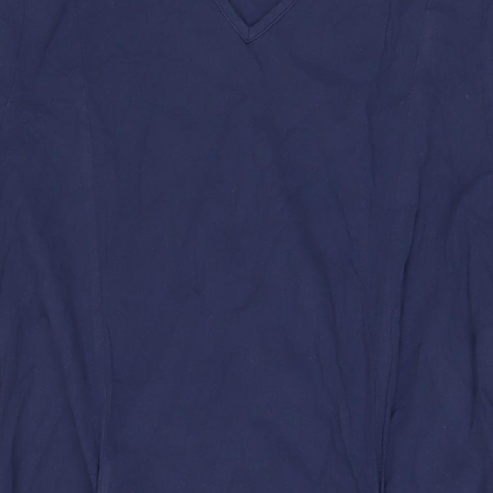 EMERY ROSE Womens Blue Linen A-Line Size XL V-Neck Pullover