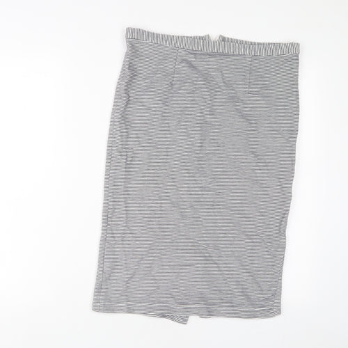 Topshop Womens Blue Striped Cotton A-Line Skirt Size 14 Zip