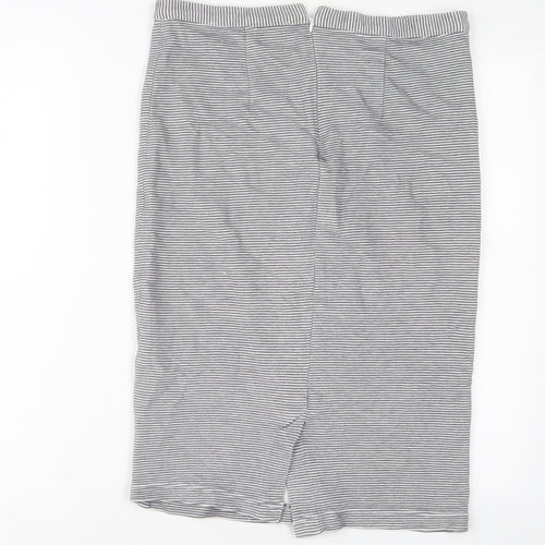 Topshop Womens Blue Striped Cotton A-Line Skirt Size 14 Zip