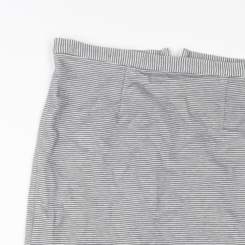 Topshop Womens Blue Striped Cotton A-Line Skirt Size 14 Zip