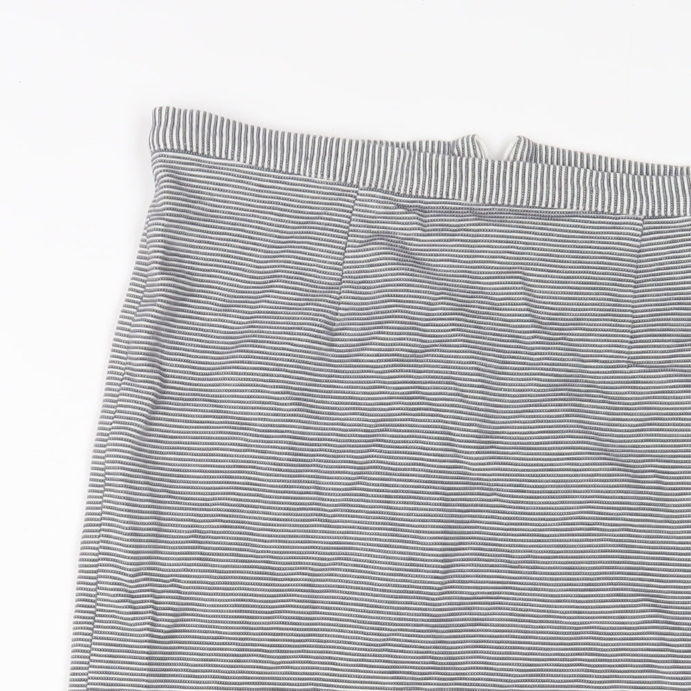 Topshop Womens Blue Striped Cotton A-Line Skirt Size 14 Zip