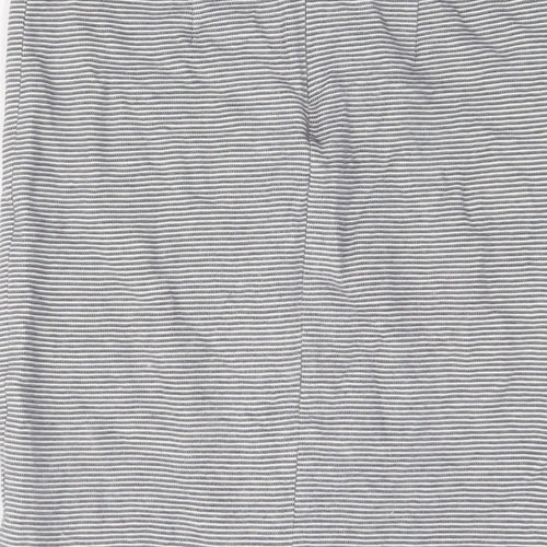 Topshop Womens Blue Striped Cotton A-Line Skirt Size 14 Zip