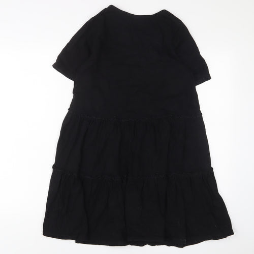 River Island Womens Black Cotton A-Line Size 8 Roll Neck Pullover - Pleated