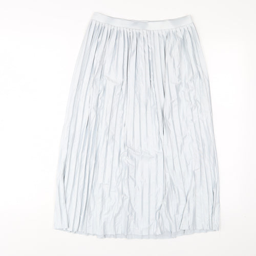 Topshop Womens Blue Polyester A-Line Skirt Size 8 - Pleated