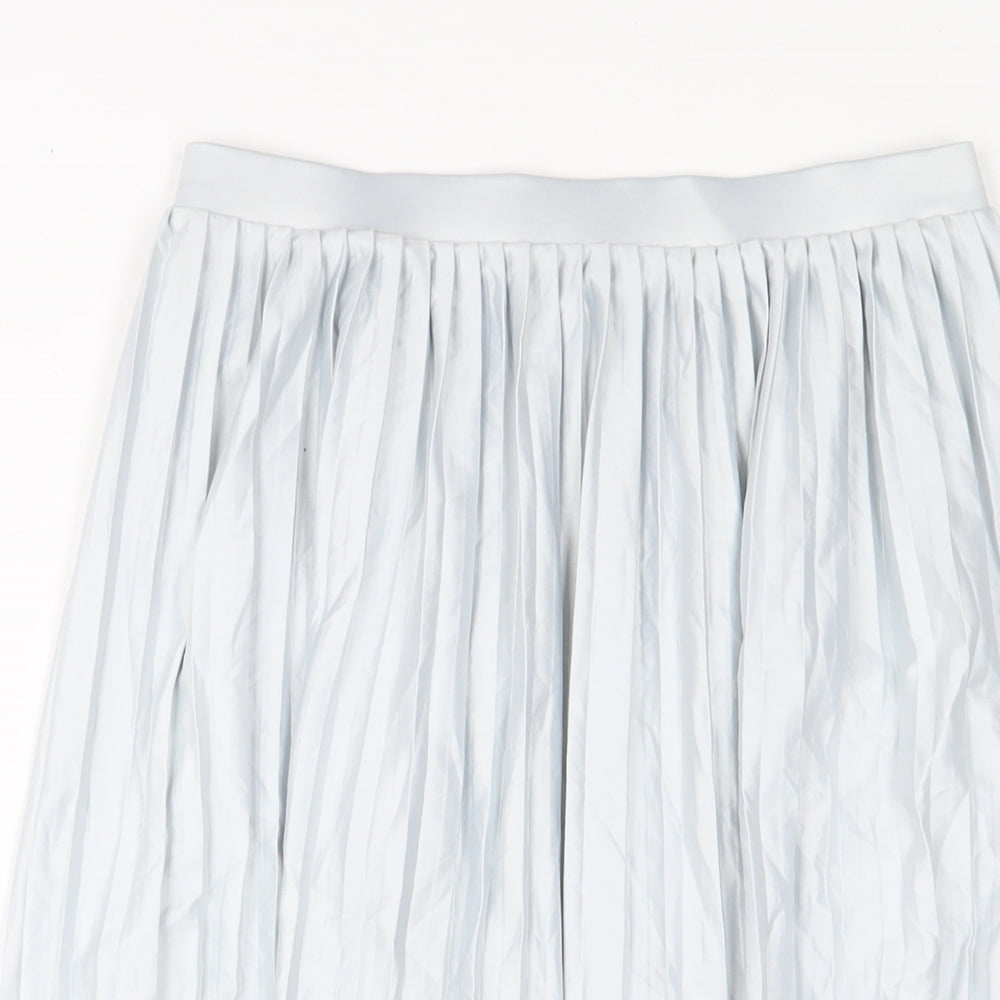 Topshop Womens Blue Polyester A-Line Skirt Size 8 - Pleated