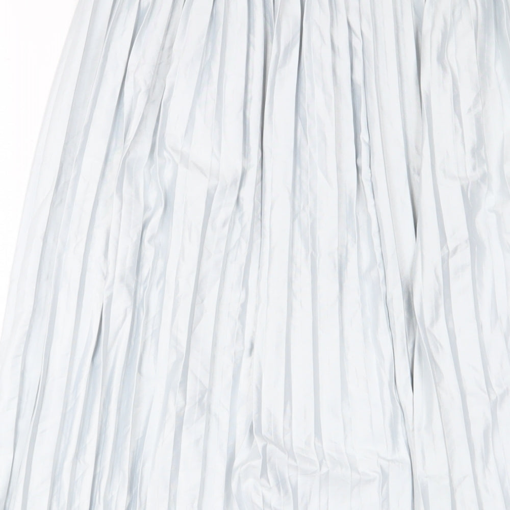 Topshop Womens Blue Polyester A-Line Skirt Size 8 - Pleated