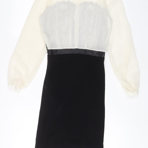 Mango Womens Ivory Polyester A-Line Size S Crew Neck Zip - Lace