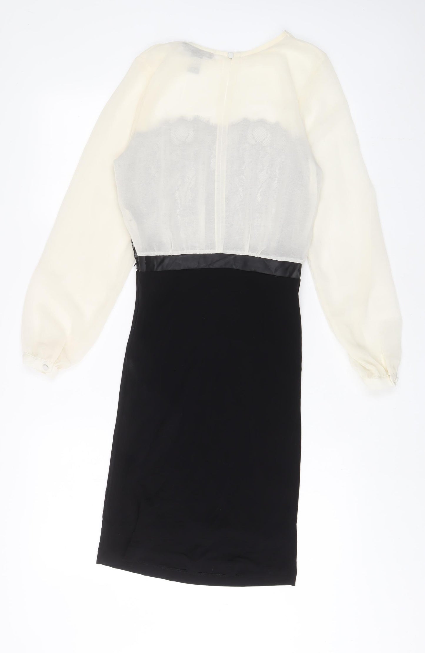 Mango Womens Ivory Polyester A-Line Size S Crew Neck Zip - Lace