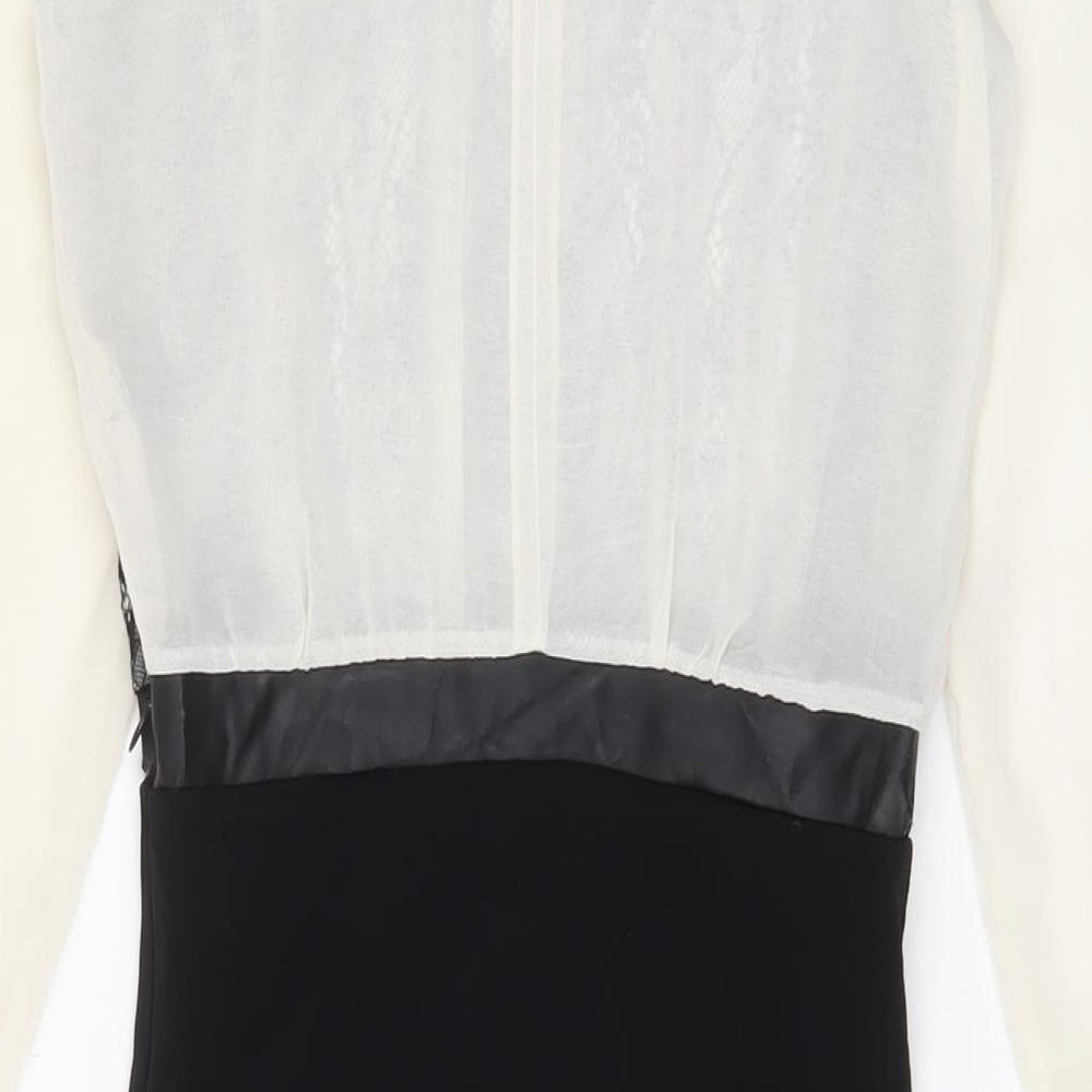 Mango Womens Ivory Polyester A-Line Size S Crew Neck Zip - Lace