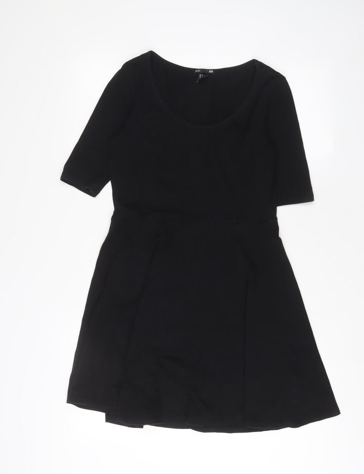 H&M Womens Black Cotton A-Line Size M Scoop Neck Pullover
