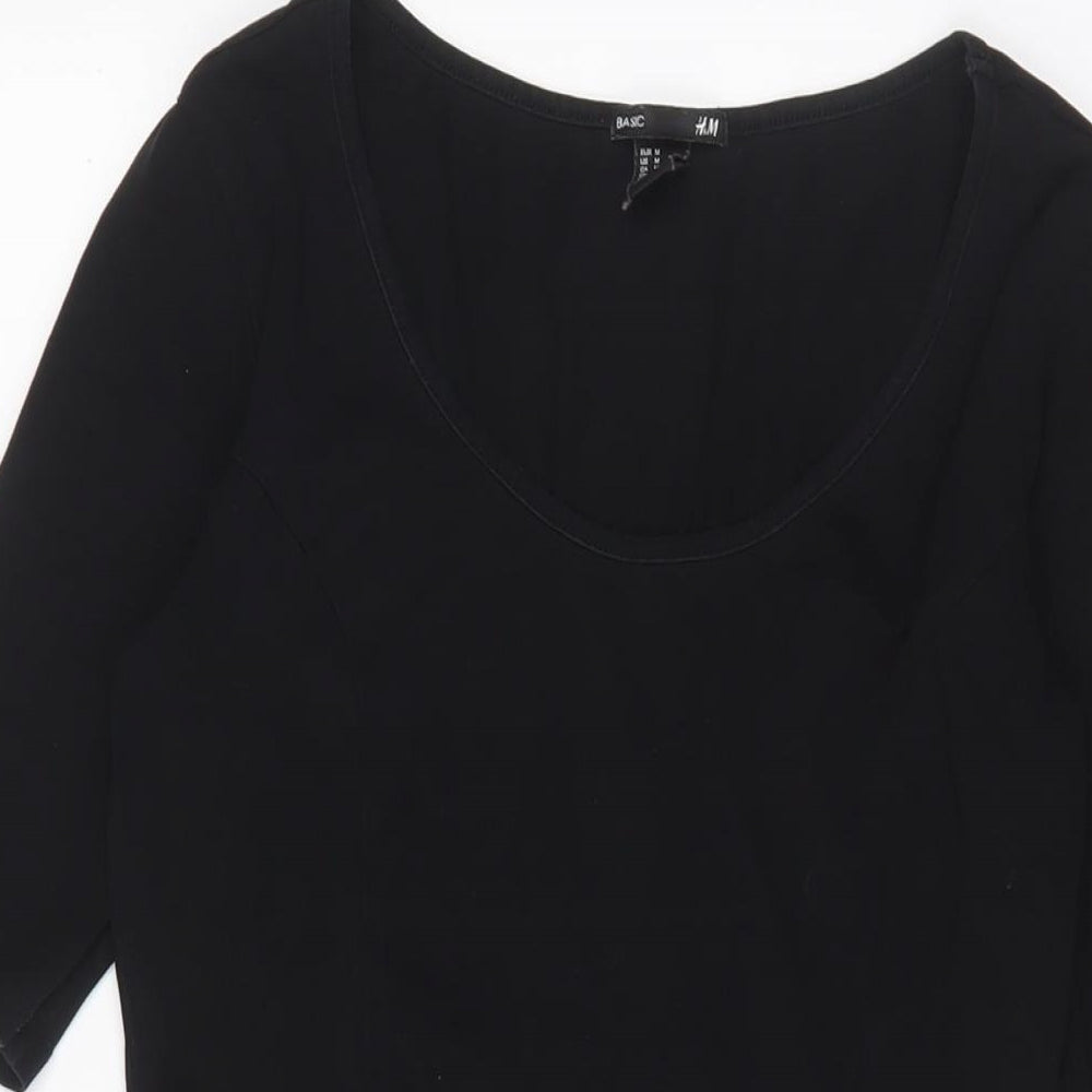 H&M Womens Black Cotton A-Line Size M Scoop Neck Pullover