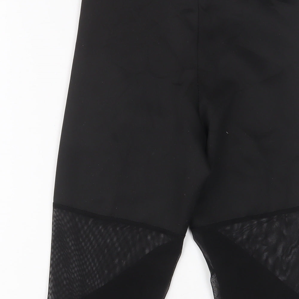 Boohoo Womens Black Polyester Cropped Leggings Size 6 L20 in Regular Pullover - Breathable
