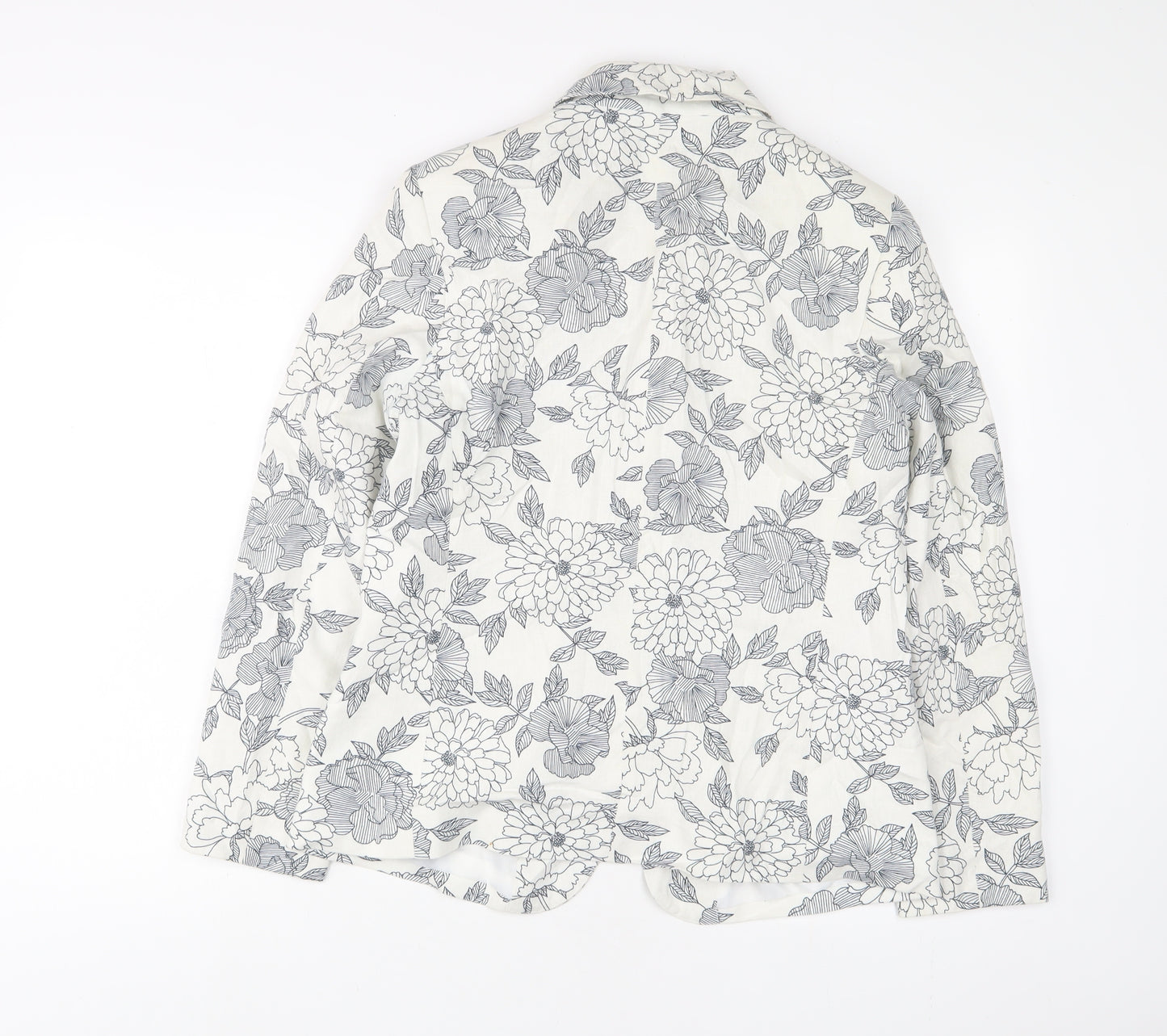 Classic Womens White Floral Jacket Size 12 Button
