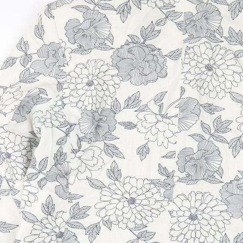 Classic Womens White Floral Jacket Size 12 Button